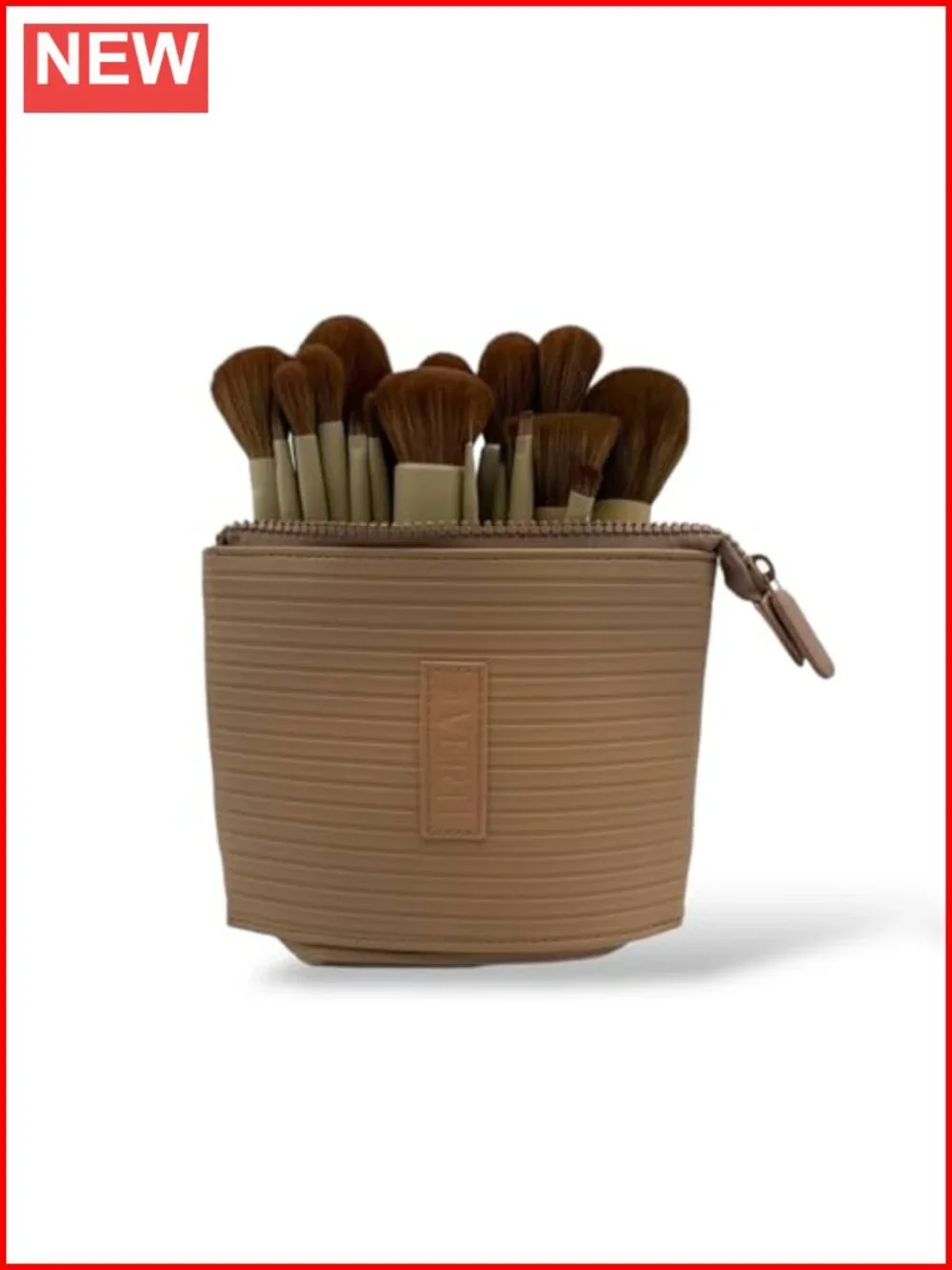 Upright Makeup Brush Bag Faux Leather Cosmetic Pouch Travel Storage Case